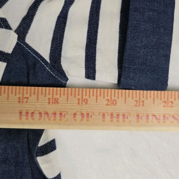 AG Adriano Goldschmied Striped Denim Short Sleeve Top XS Navy White Back Zipper - Picture 7 of 11